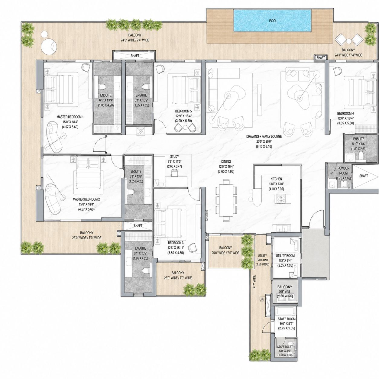 4 BHK floor plan
