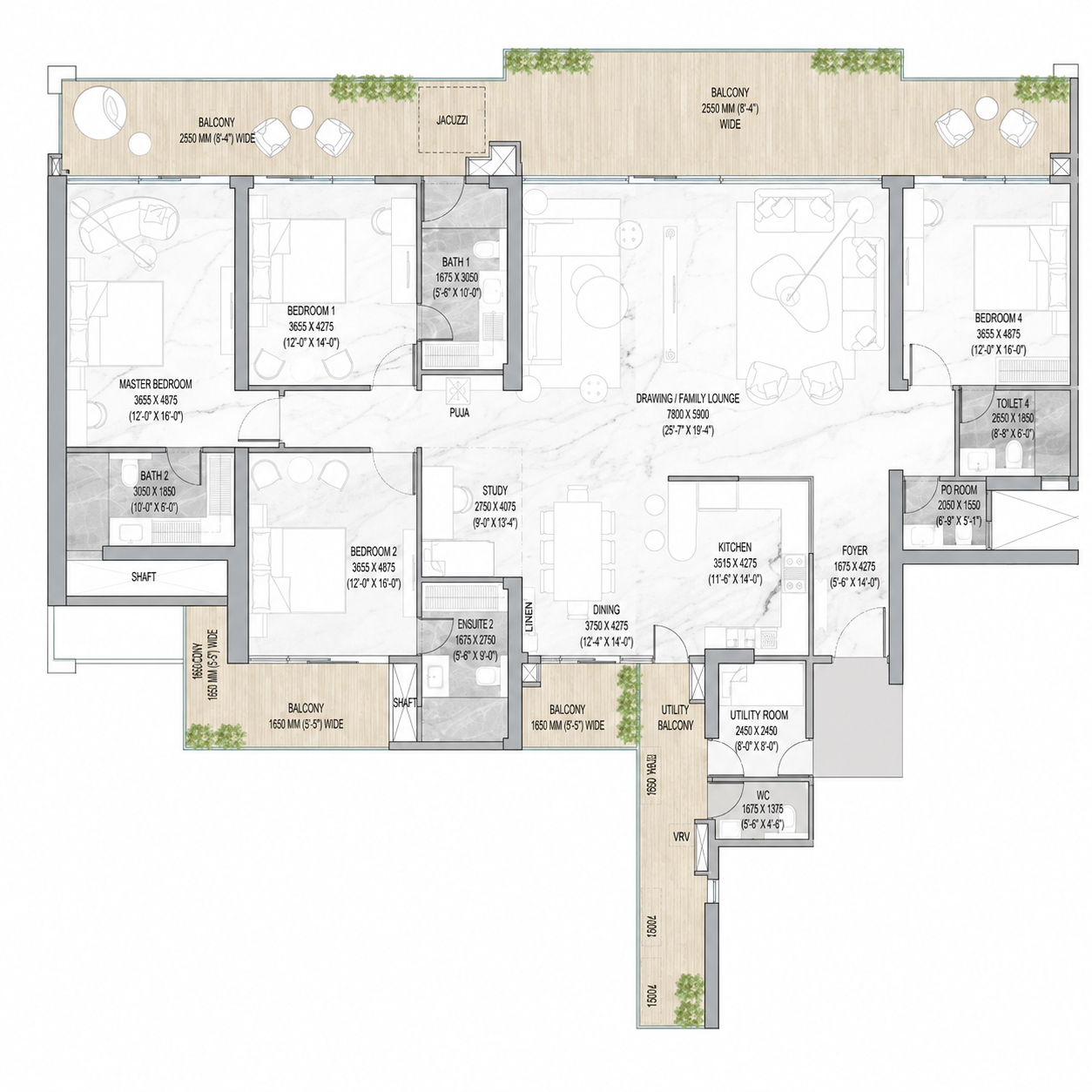 5 BHK floor plan