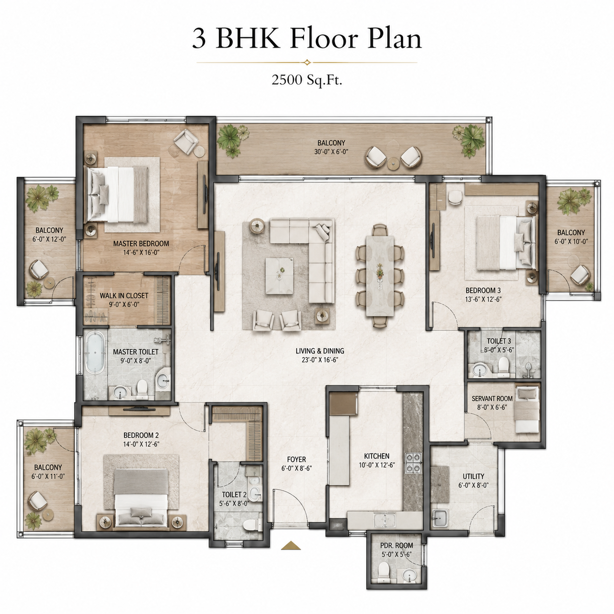 3 BHK	 floor plan