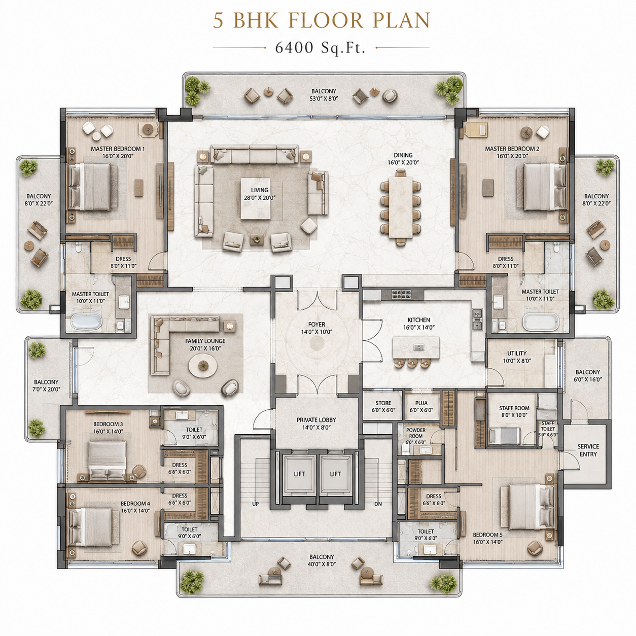 5 BHK	 floor plan