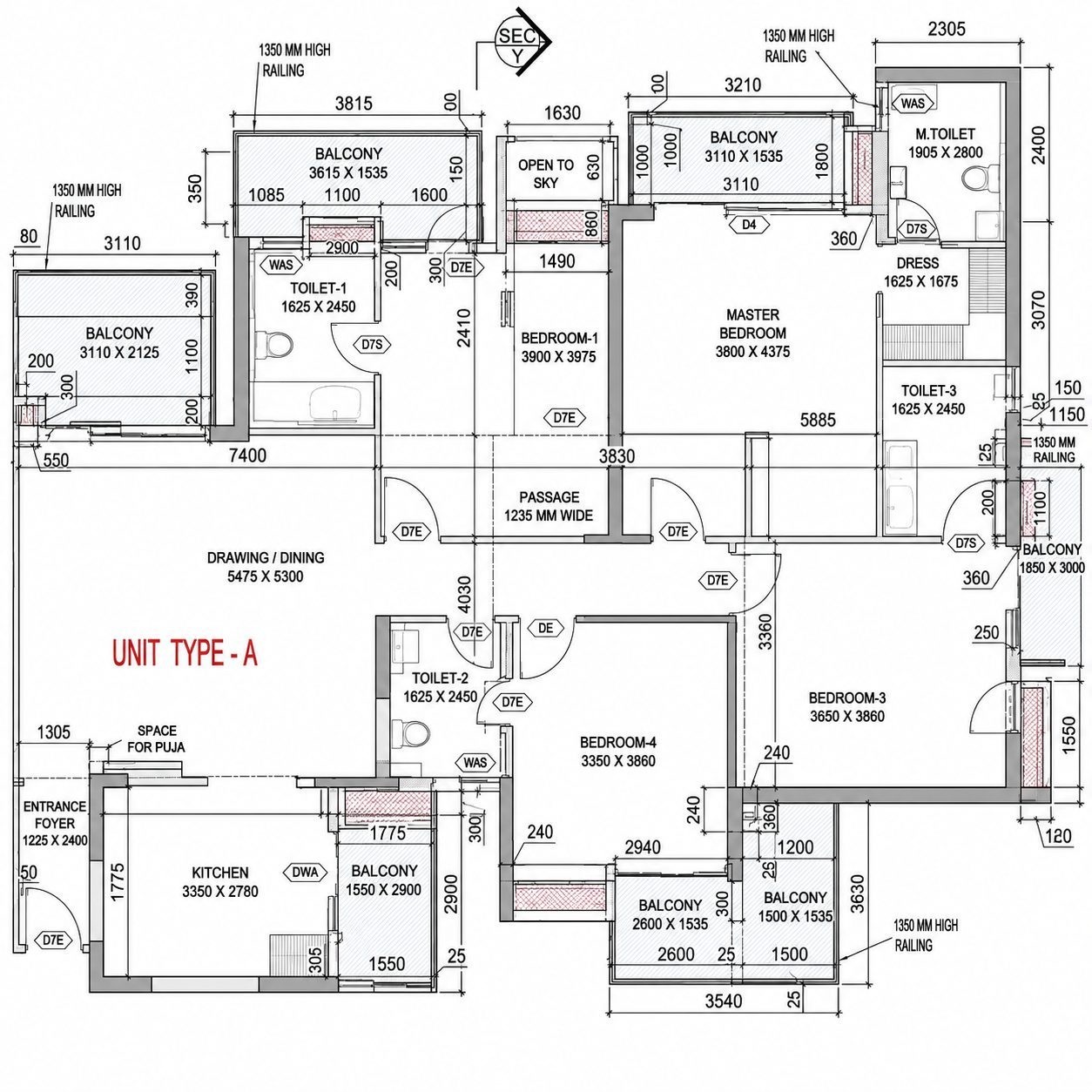 4 BHK floor plan
