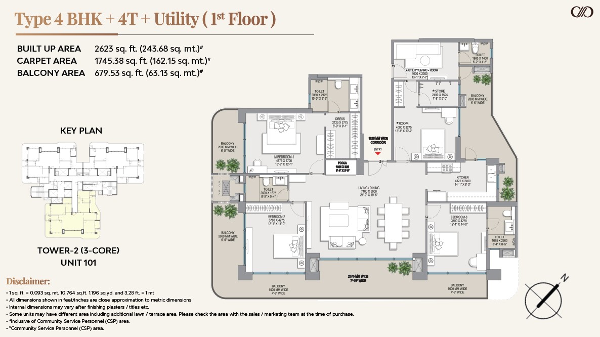 4 BHK floor plan