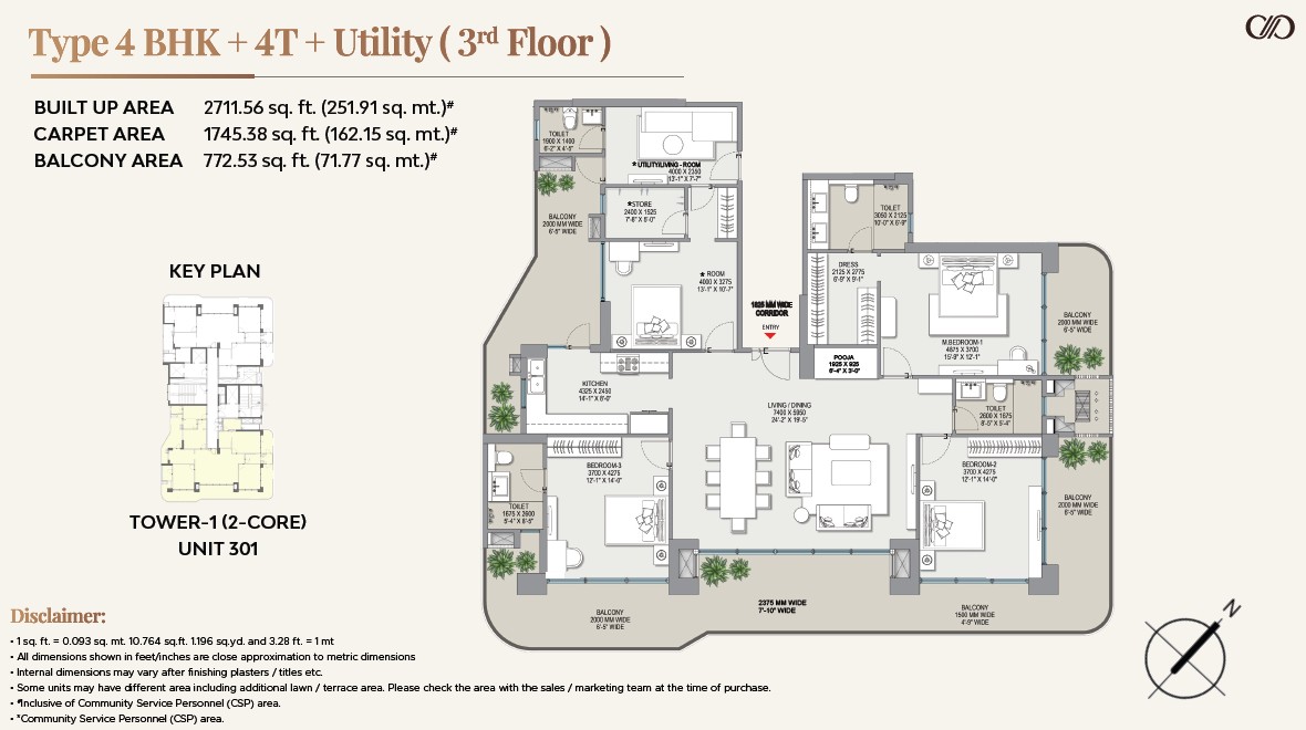 4 BHK floor plan