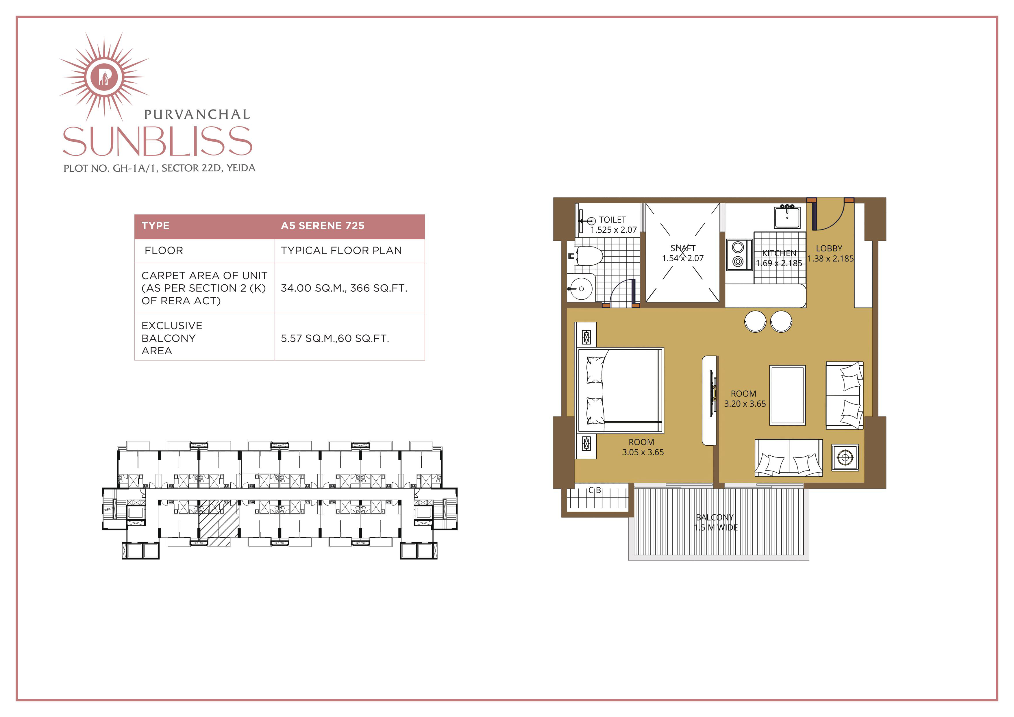 1 BHK floor plan