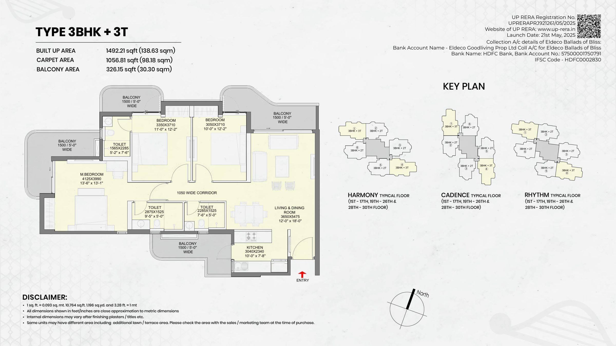 3BHK 3T Floor Plan floor plan