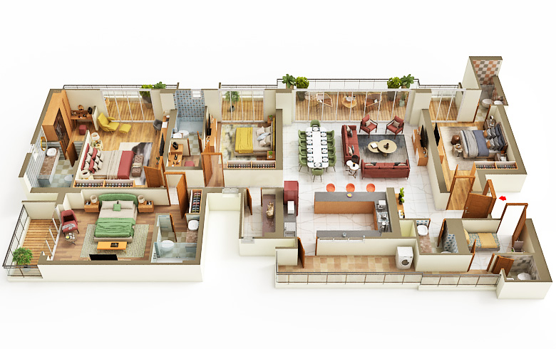 4 BHK Apartment floor plan