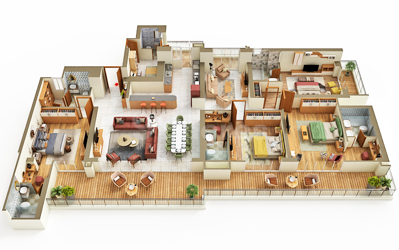 4 BHK Apartment floor plan