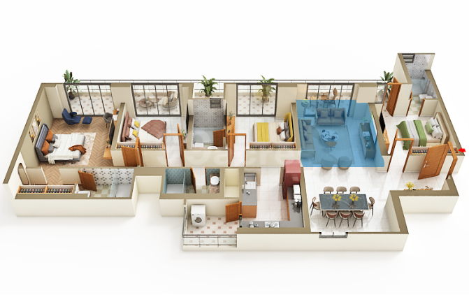 4 BHK floor plan