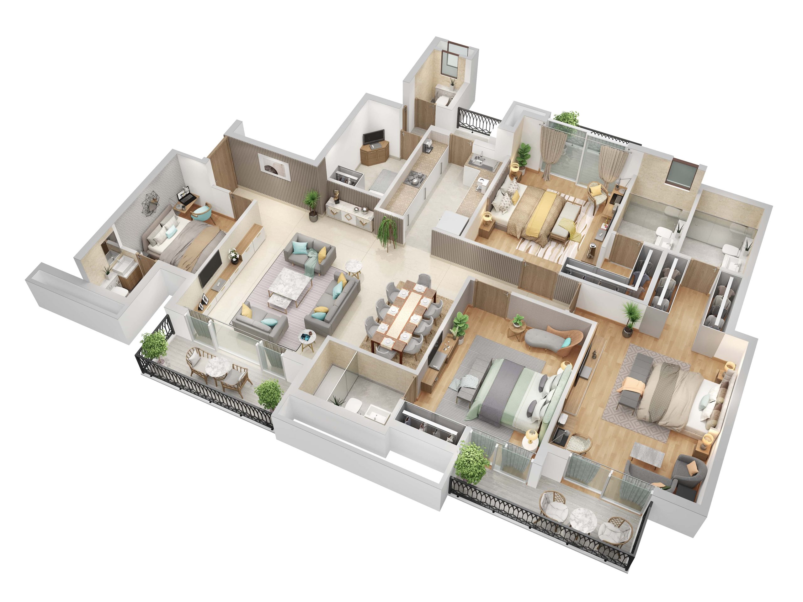 3 BHK + Study (Plan A) floor plan