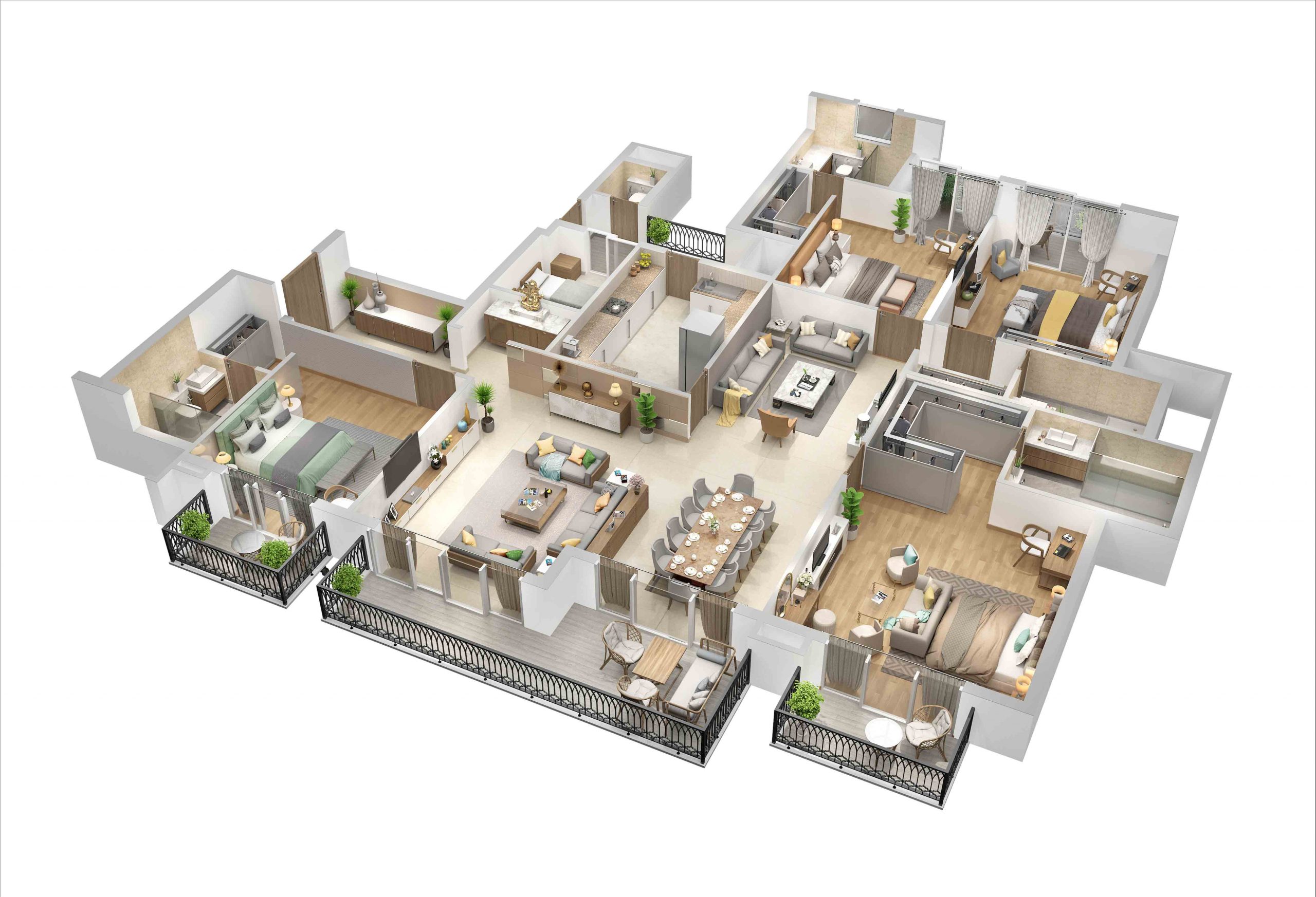 3 BHK + Study (Plan B) floor plan